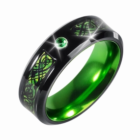 Blaze Green Band Men's Ring 