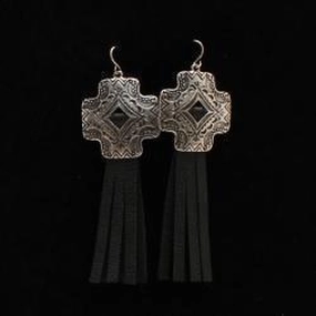 Blazin Roxx Earrings Leather Tassel texture-rose-gold  