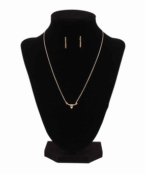 Blazin Roxx Gold Longhorn Necklace Set texture-rose-gold  