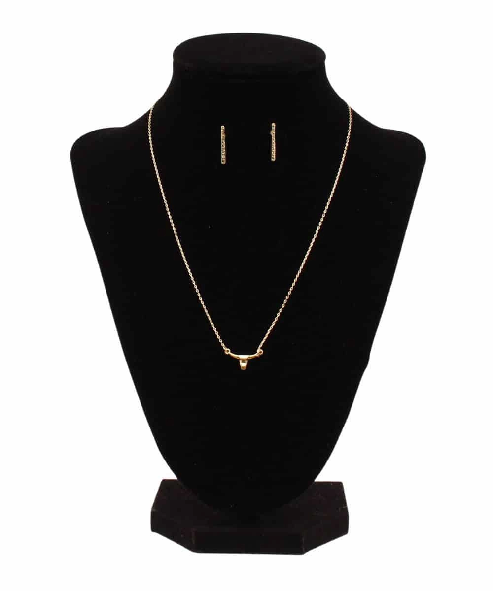Blazin Roxx Gold Longhorn Necklace Set texture-rose-gold  