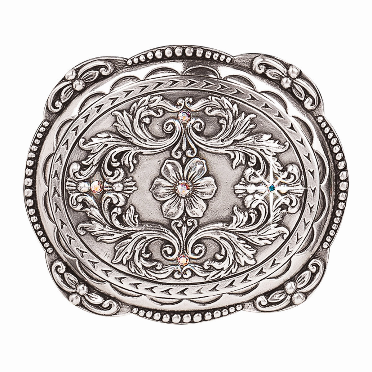 Blazin Roxx Rhinestone Flower Belt Buckle texture-rose-gold  