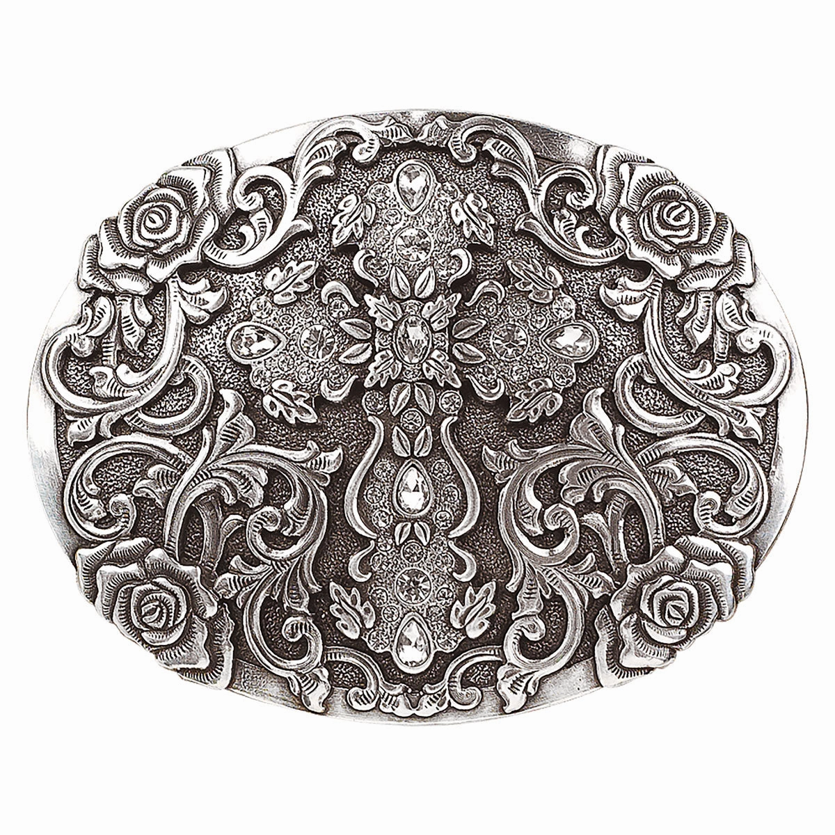 Blazin Roxx Scrolling Vine Cross Belt Buckle texture-rose-gold  