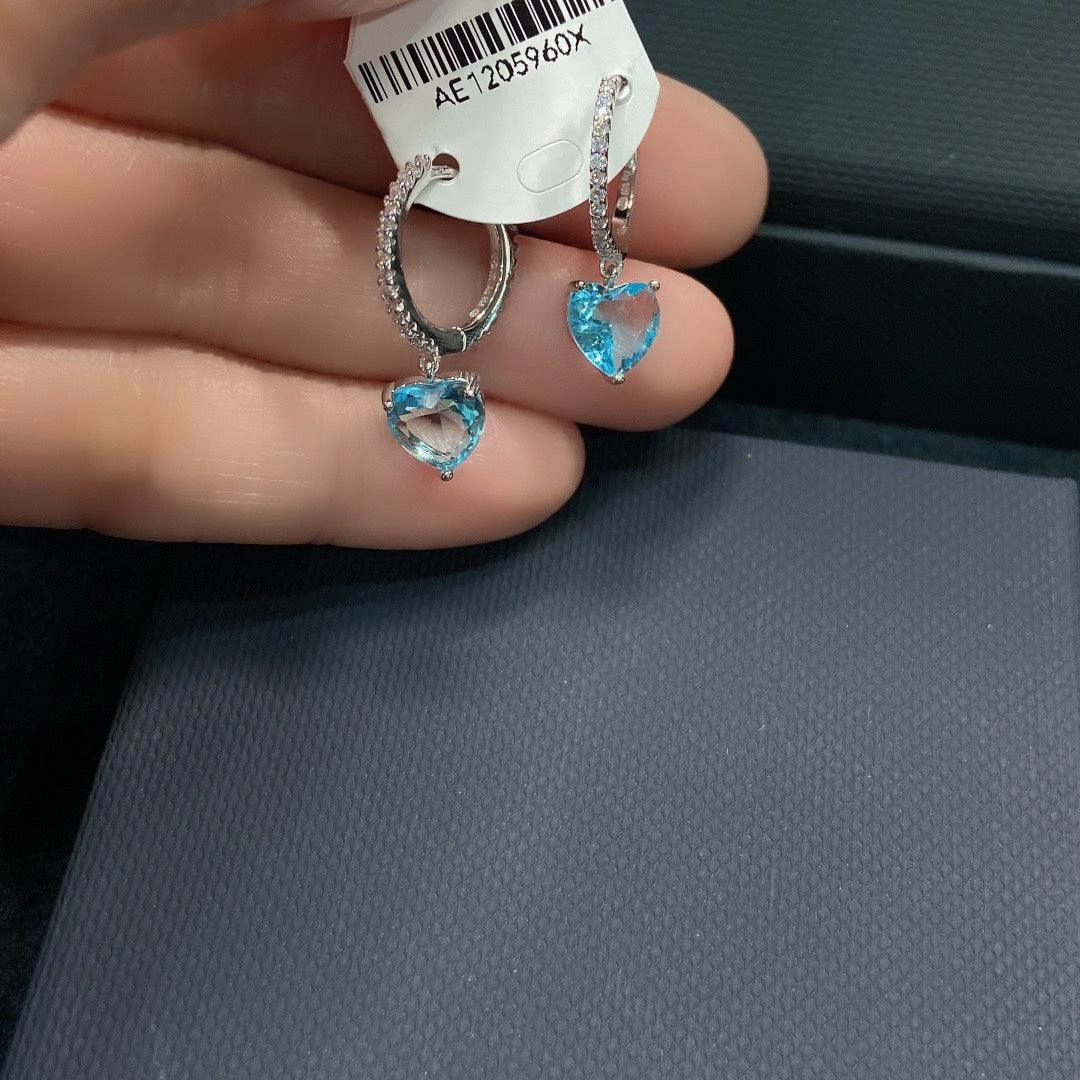 Blue Haoshi Shining Diamonds 925 Sterling Silver Fashion Versatile Girls' Feeling Earrings