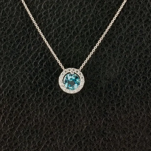Blue Topaz &amp; Diamond Pendant