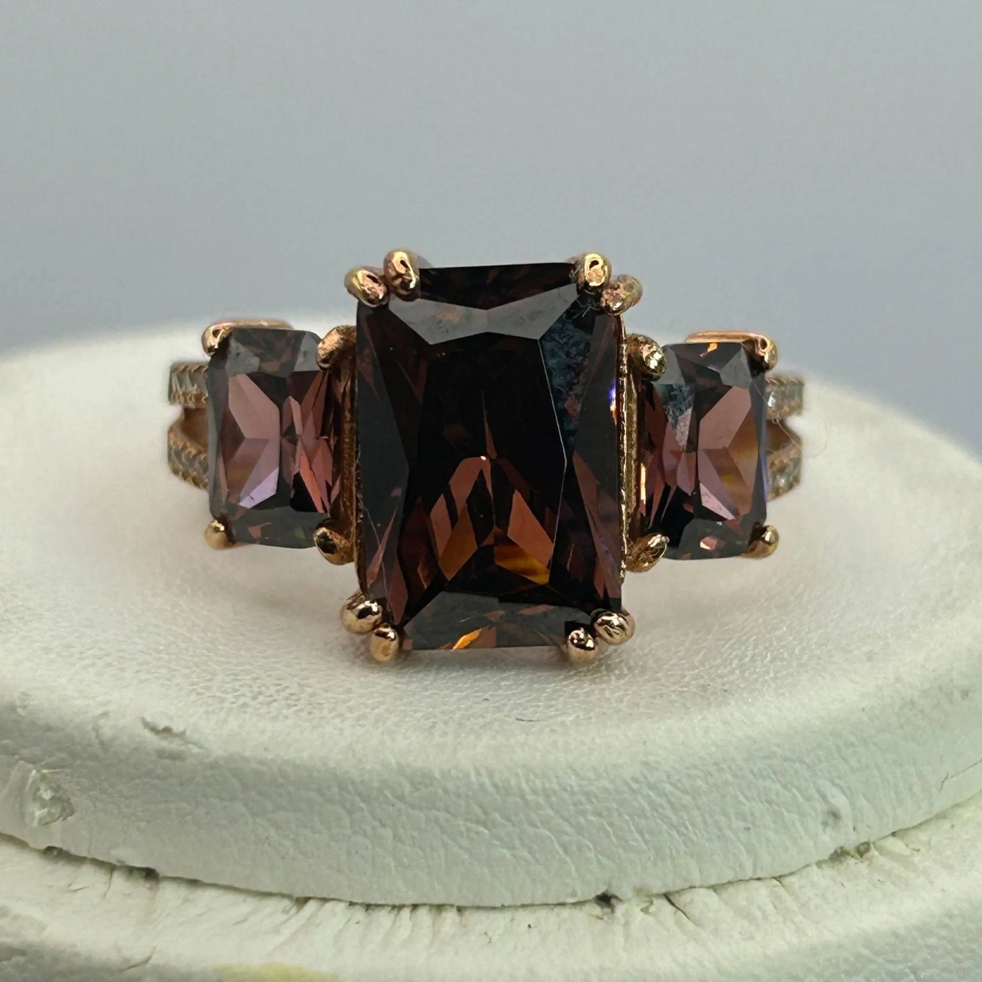 Blush And White Cubic Zirconia 18k Rose Gold Over Silver Ring 9.75ctw SIZE 8
