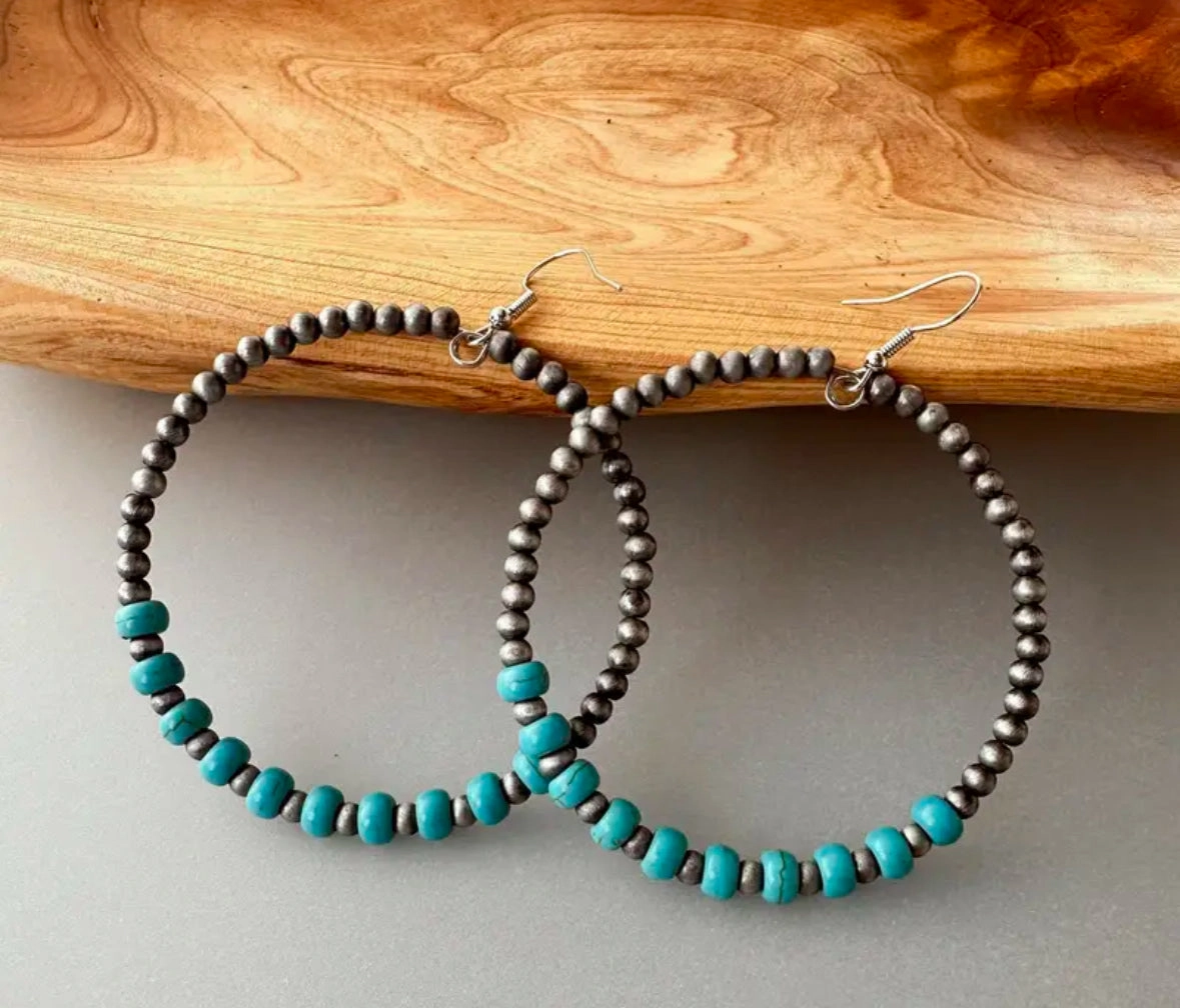 Boho Pearl Hoop Earrings texture-rose-gold  