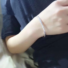 Bracelet Glossy Pole Sterling Silver  999 Fracture Single Ring 