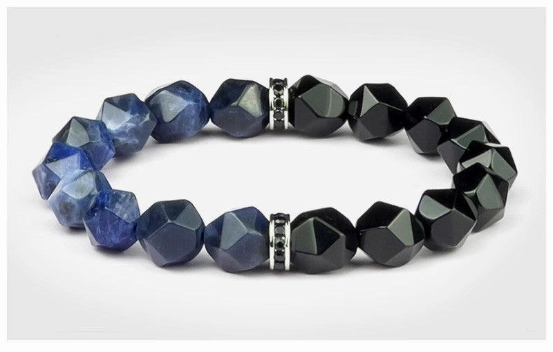 Bracelet Men's Crystal String Natural Blue Stone
