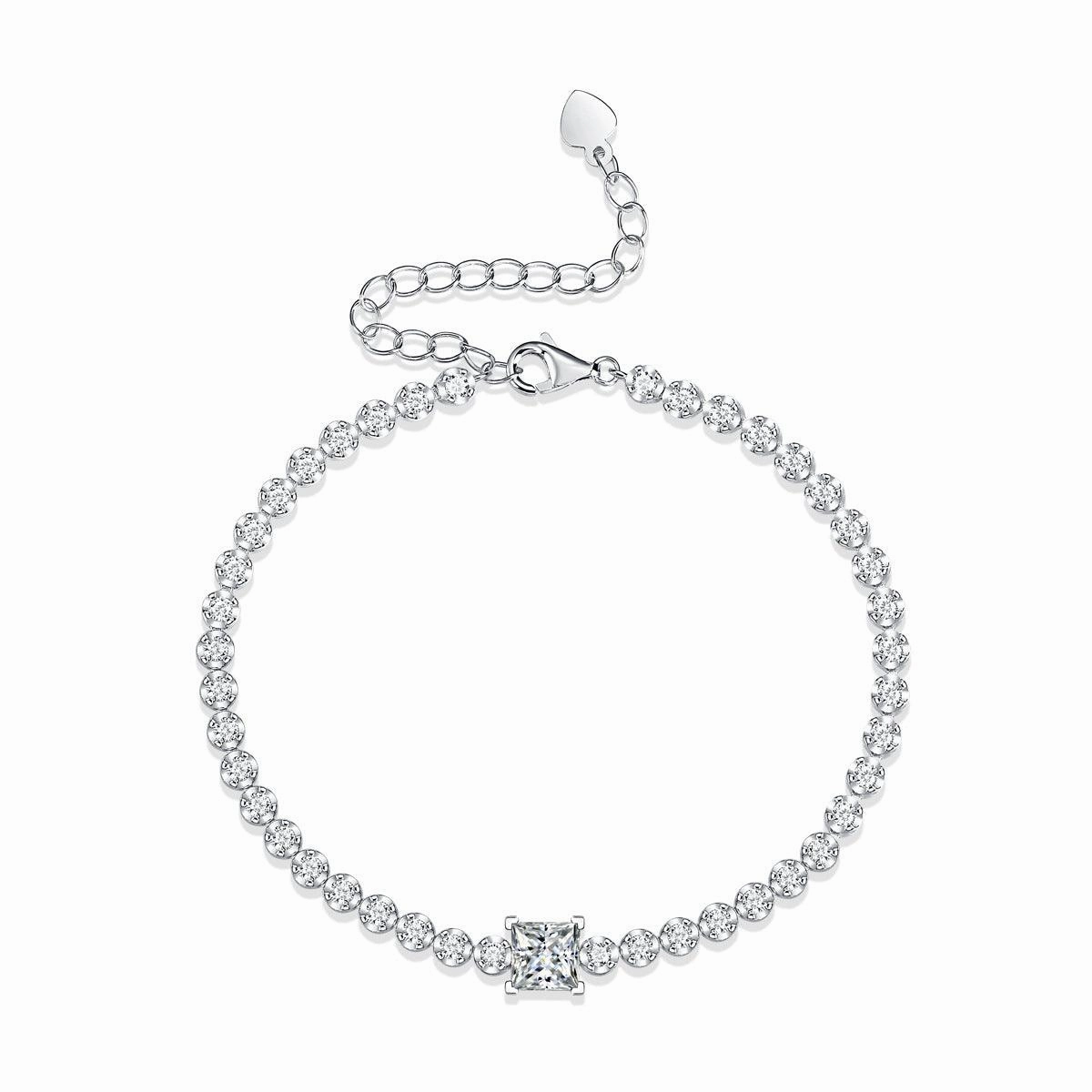 Bracelet S925 Silver Inlay Moissanite Rubik's Cube