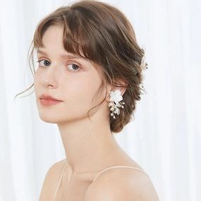 Bridal Headwear Hair Comb Earrings Set Retro Temperament 