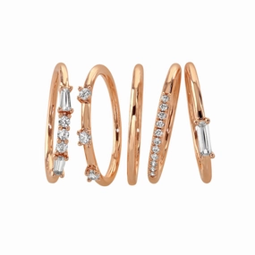 Buckley London 5Pc Stacking Ring Set Imitation Rose Gold Plate Medium fashion-jewelry  