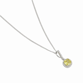 Buckley London Canary Cushion Drop Pendant Rhodium fashion-jewelry  