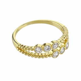 Buckley London Crystal Double Layred Ring Imitation Gold (10K) Plate L SS24 fashion-jewelry  