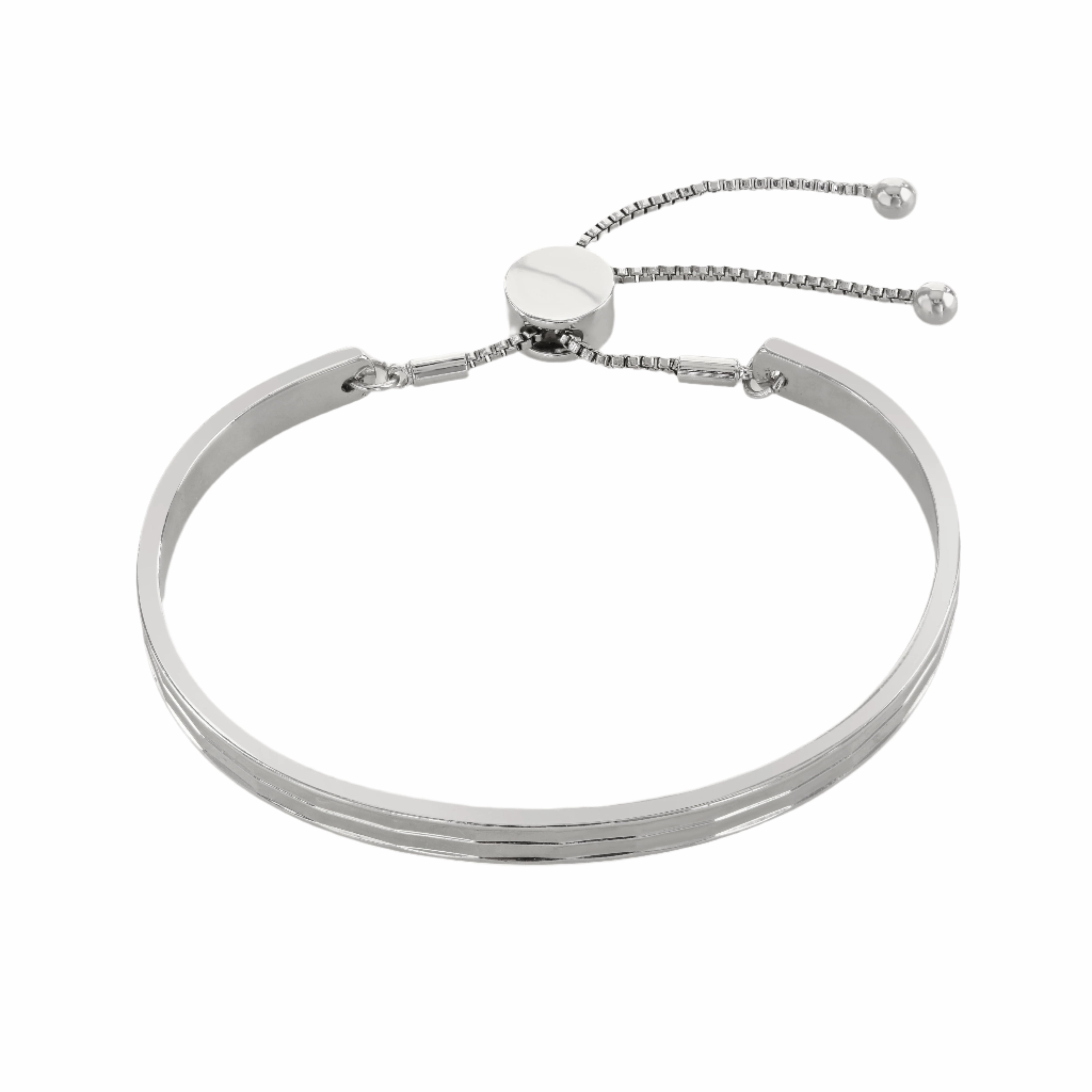 Buckley London Dalston Bangle Rhodium Tone Silver SS25 fashion-jewelry  