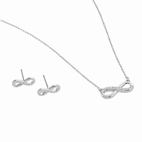Buckley London Eternity Pendant & Earrings Set Silver fashion-jewelry  