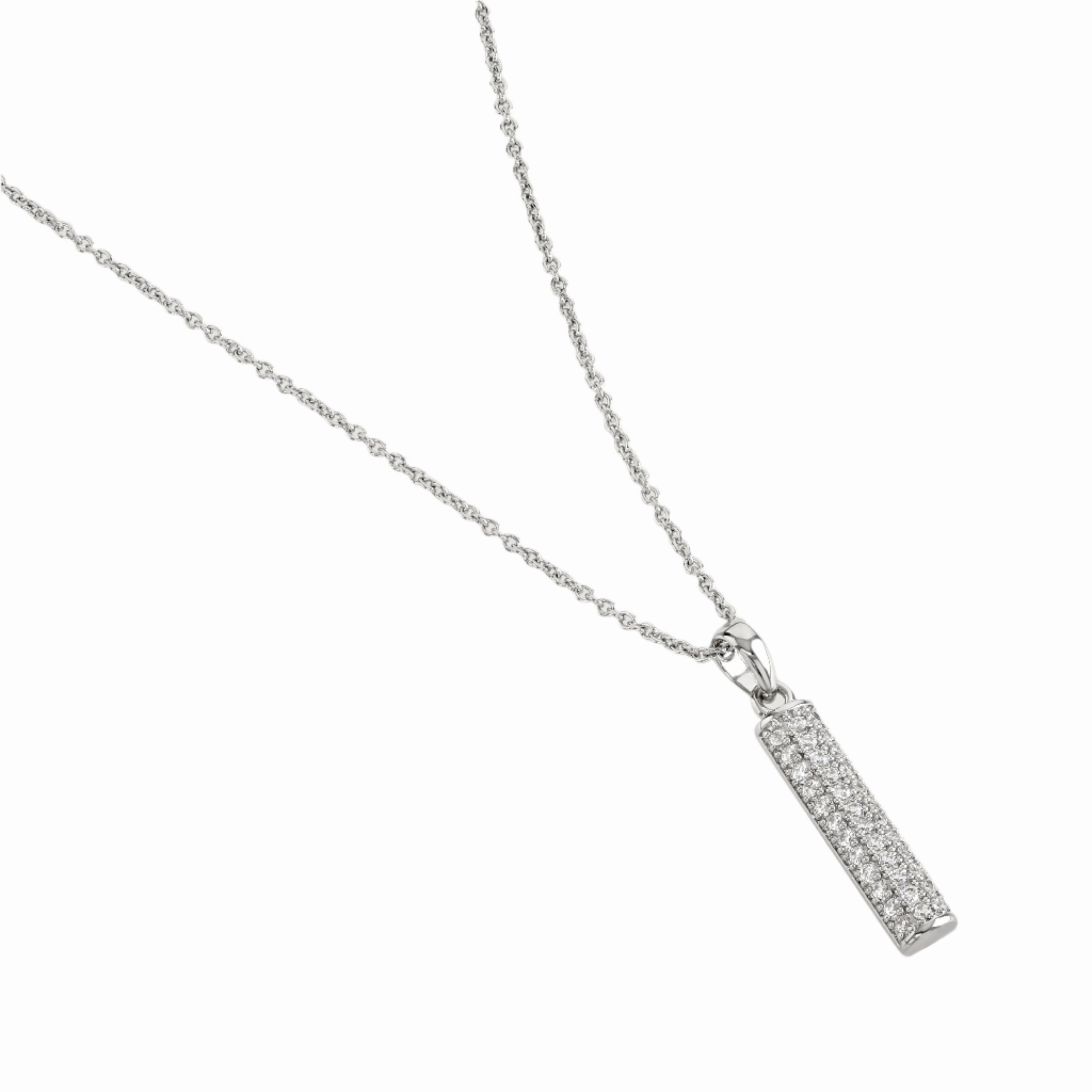 Buckley London Rhodium Pave Bar Necklace Rhodium fashion-jewelry  