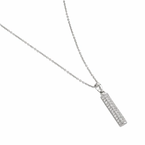 Buckley London Rhodium Pave Bar Necklace Rhodium fashion-jewelry  