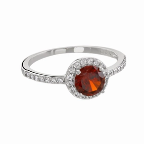 Buckley London Ruby Halo Ring Rhodium Small fashion-jewelry  
