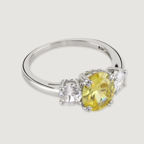 Buckley London The Carat Collection? Canary Oval Meghan Ring Rhodium L SS24 fashion-jewelry  