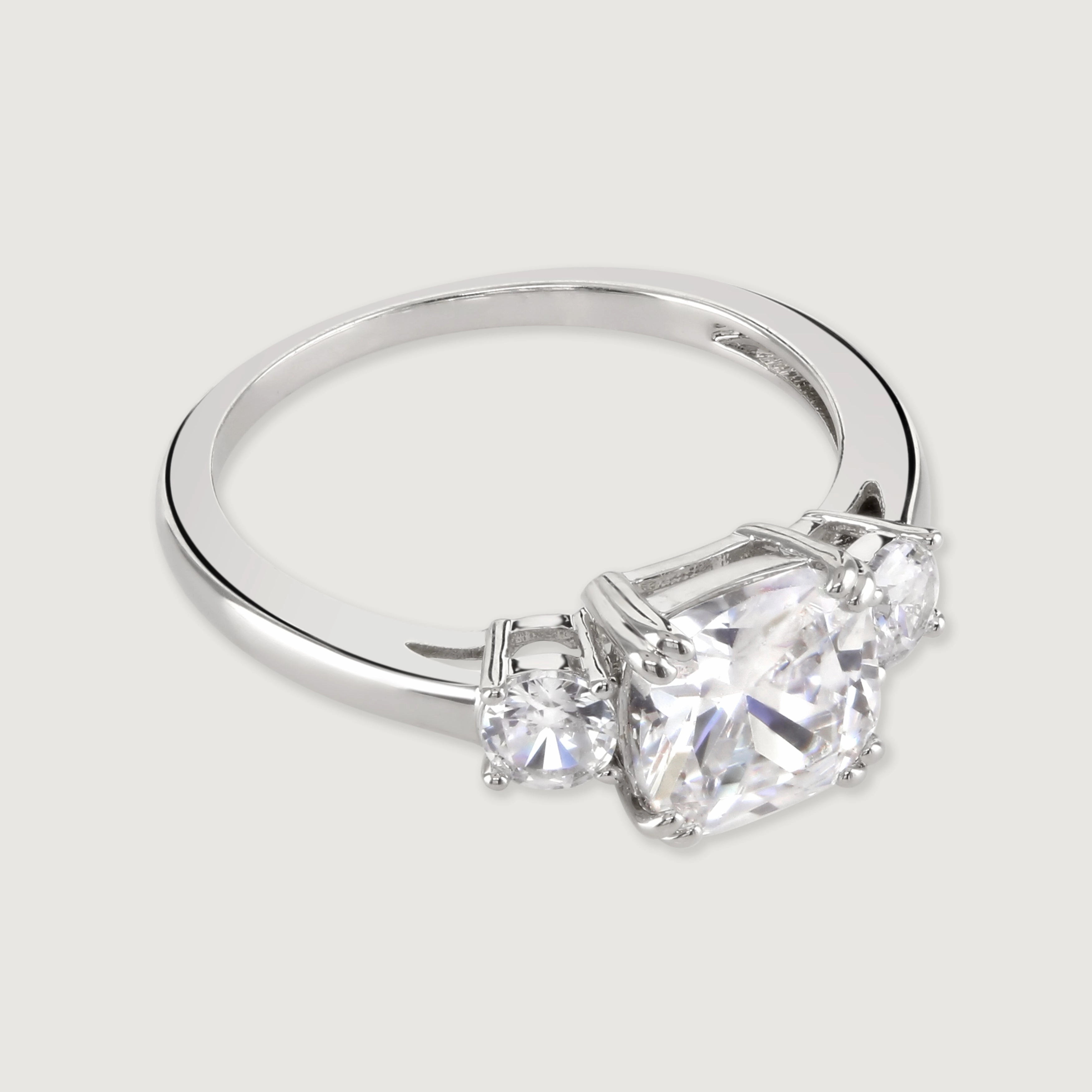 Buckley London The Carat Collection? Clear Meghan Sparkle Ring Rhodium Large Size fashion-jewelry  