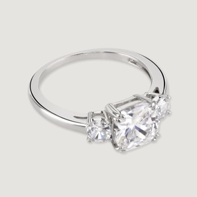 Buckley London The Carat Collection? Clear Meghan Sparkle Ring Rhodium Large Size fashion-jewelry  