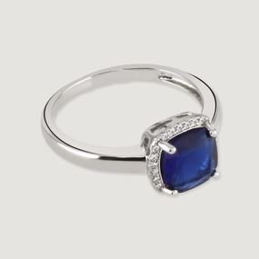 Buckley London The Carat Collection Sapphire Cushion Sparkle Ring Silver & Sapphir? fashion-jewelry  