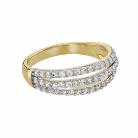 Buckley London Trio Pave Band Ring Gold   Rhodium fashion-jewelry  