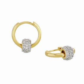 Buckley London Two-Tone Pave Barrel Hoop Earrings Gold fashion-jewelry  