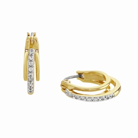 Buckley London Two-Tone Trio Pave Hoop Earrings Gold SS25 fashion-jewelry  