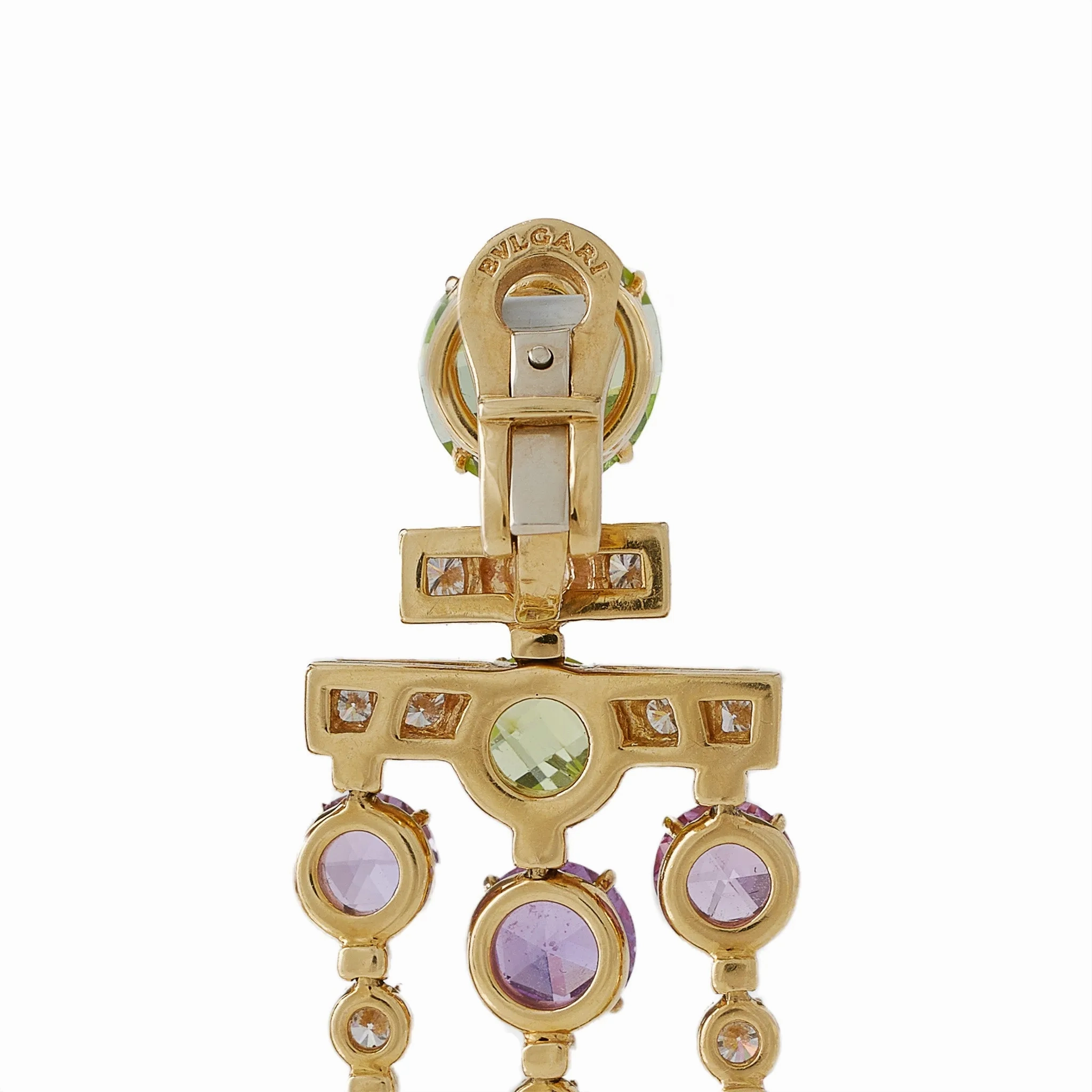 Bulgari Rome Tourmaline and Peridot Cascade Pendant Earrings