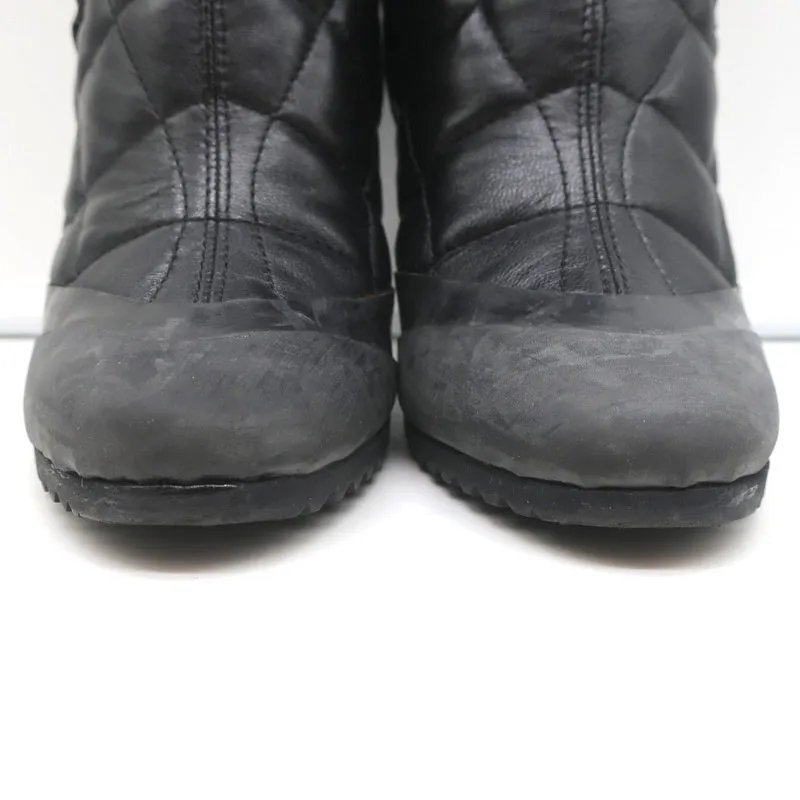 Burberry Brit Beverley 100 Stiefeletten Schwarz Gestepptes Leder & Gummi Größe 37