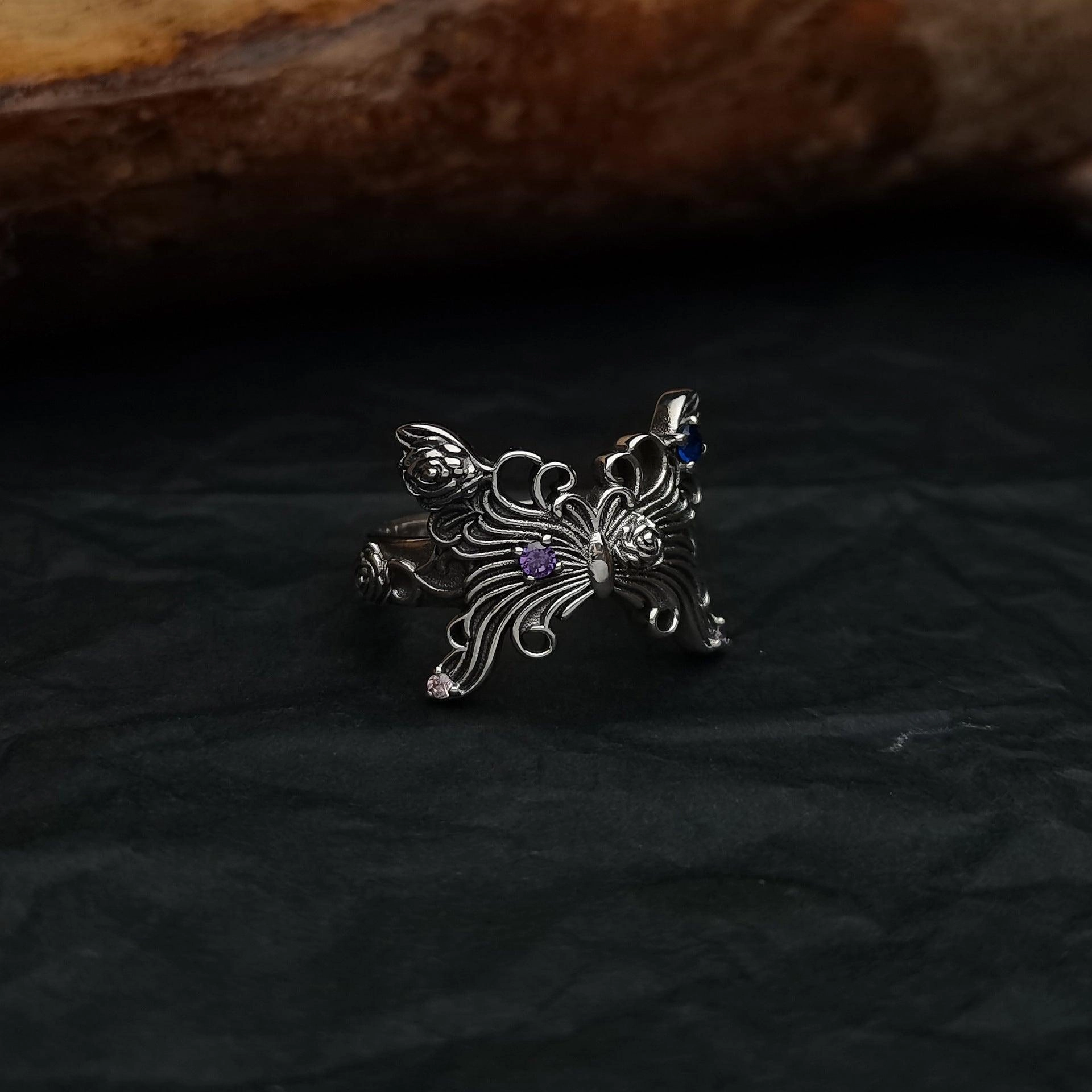 Butterfly Gothic Ring Vintage Fashion Old 