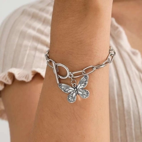 Butterfly Pendant Chain Bracelet 