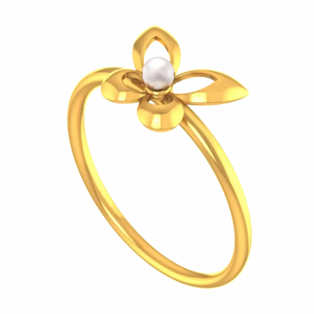 Butterfly Shaped 22k Gold Ring With A Pearl Centre