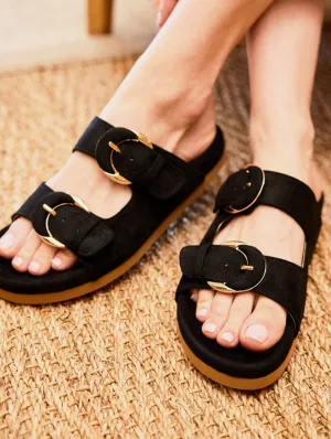 Camellia Vegan-Suede-Sandalen | Schwarz