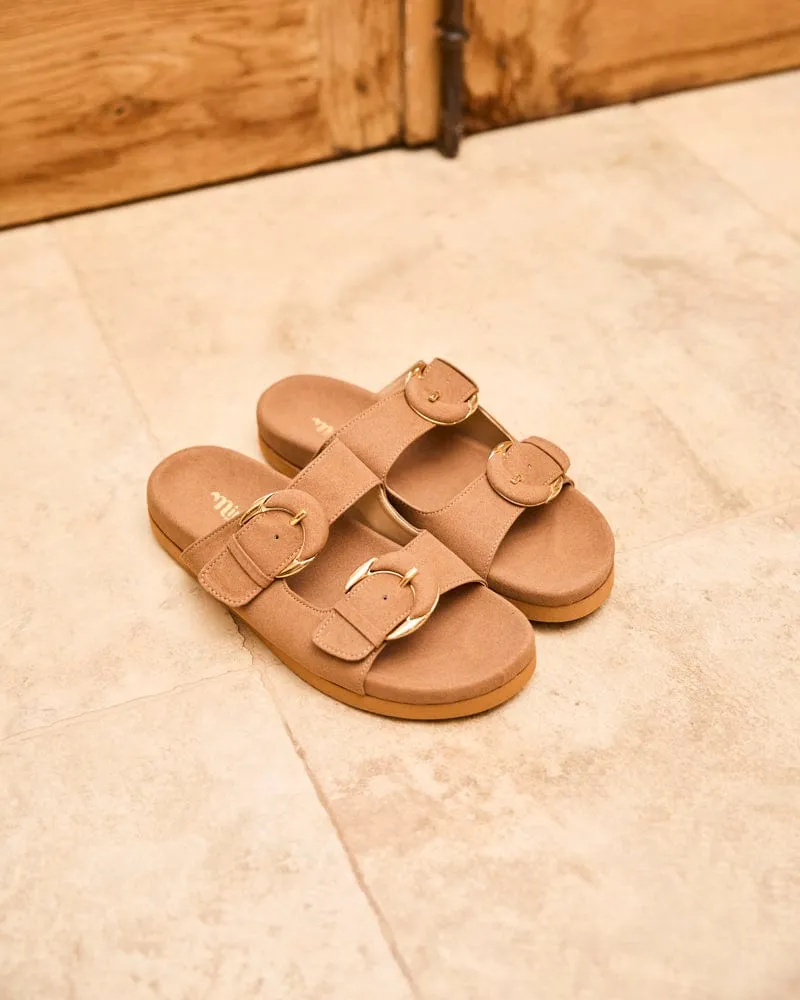 Camellia Vegan-Suede-Sandalen | Mokka