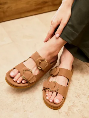 Camellia Vegan-Suede-Sandalen | Mokka