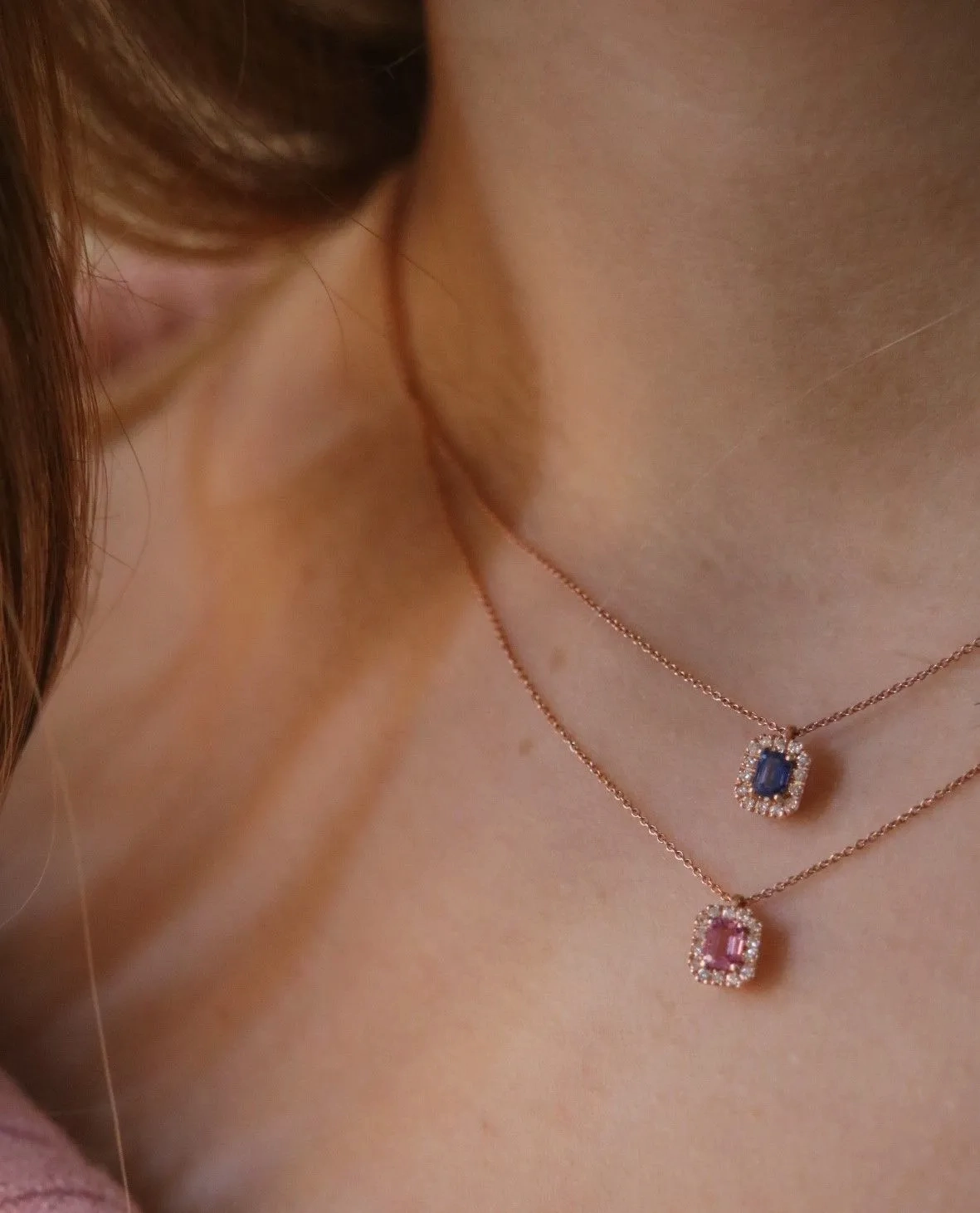 Candy 18K Rose Gold Necklace w. Diamonds &amp; Orange Sapphire