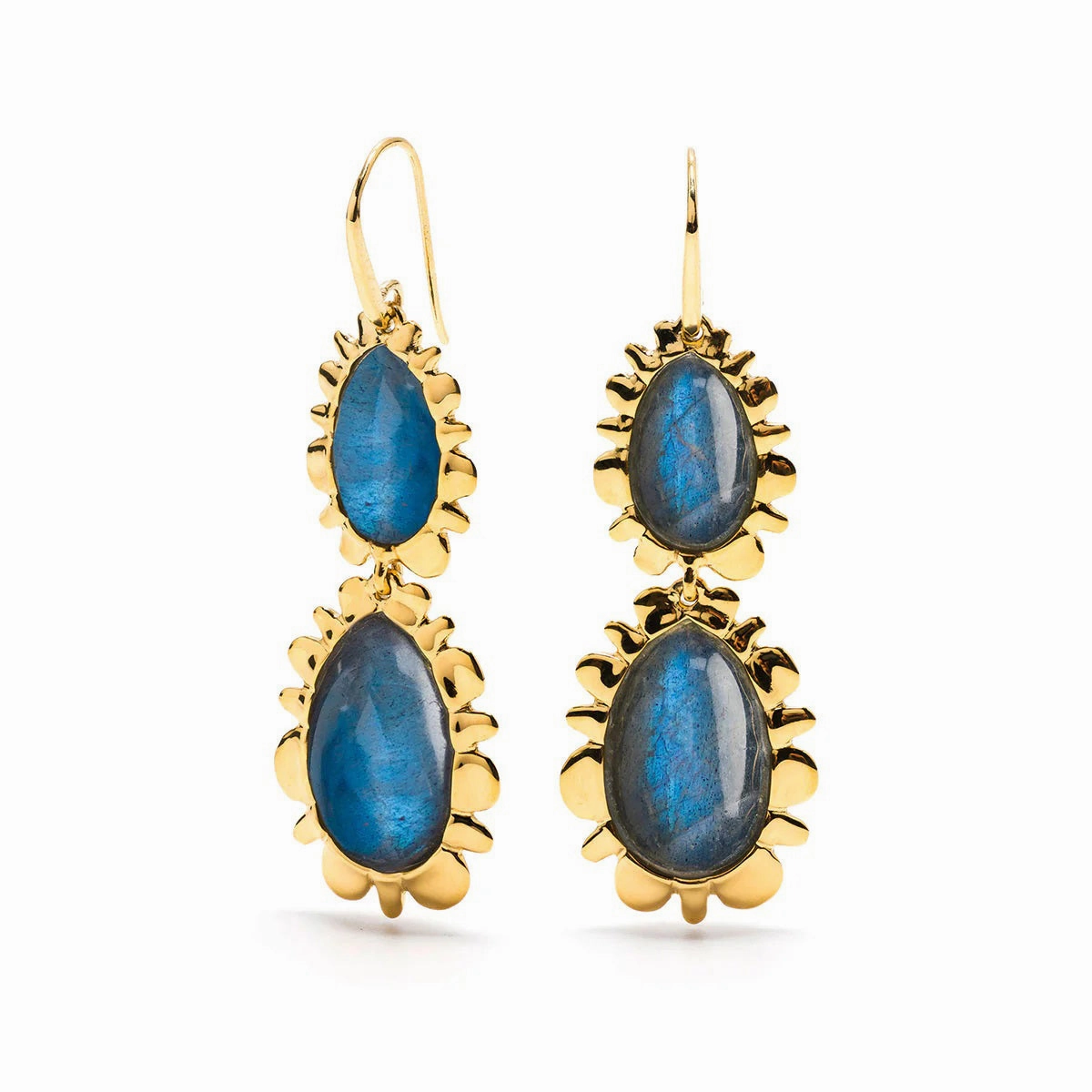 CAPUCINE DE WULF - BLISS DOUBLE DROP BLUE LABRADORITE EARRINGS ear-ear-stud  