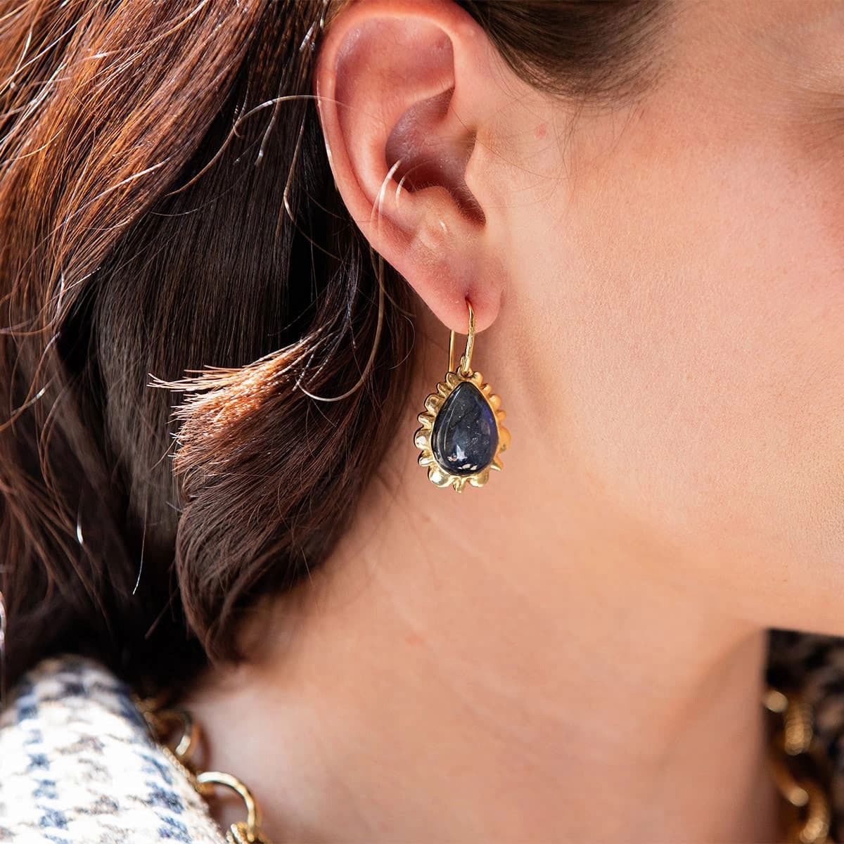 CAPUCINE DE WULF - BLISS DROP BLUE LABRADORITE EARRINGS