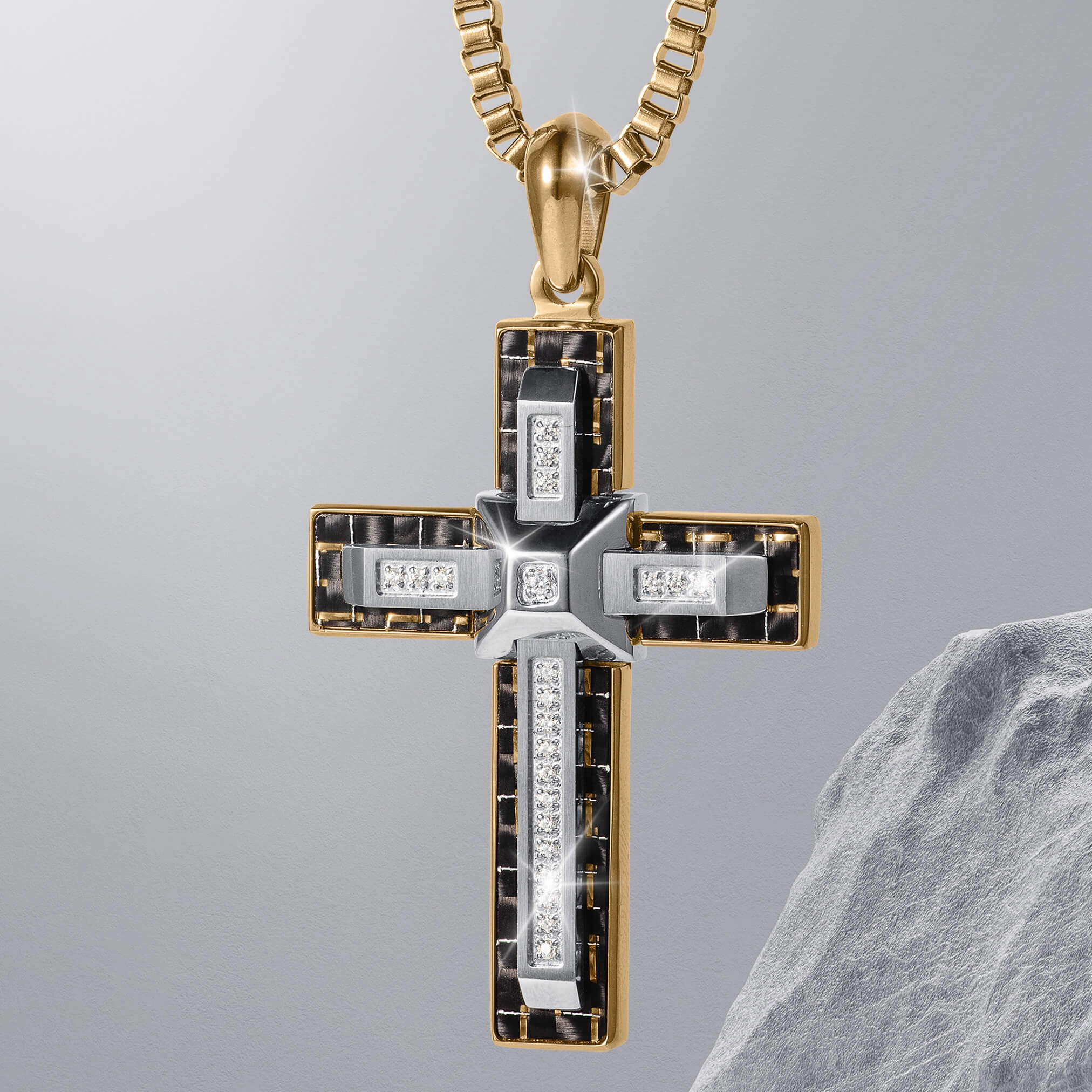 Carbon Valor Cross Pendant