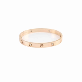 Cartier 4 Diamond Love Bracelet Size 17 hand-chain-bracelet  