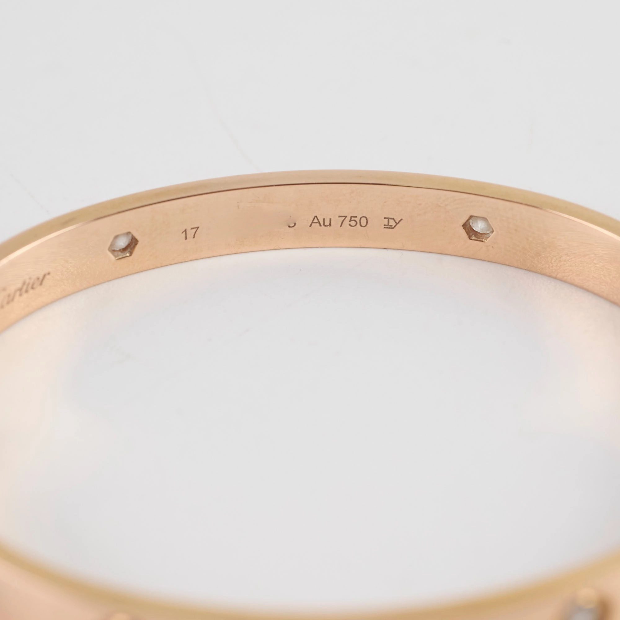 Cartier 4 Diamond Love Bracelet Size 17