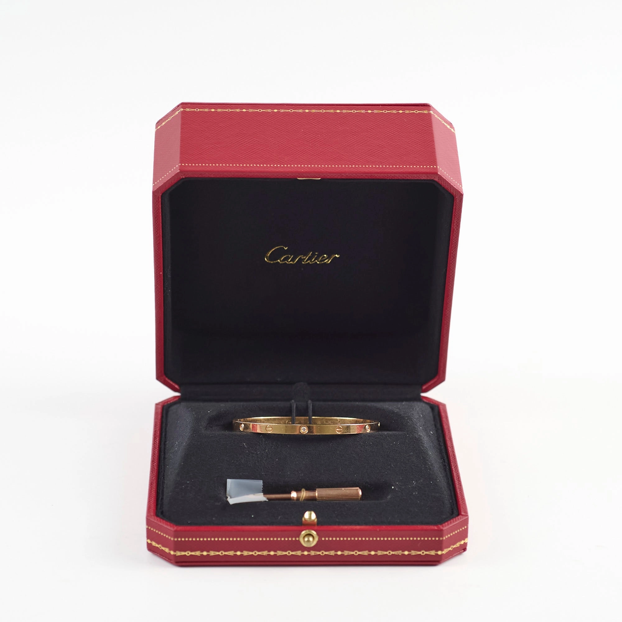 Cartier Love Bracelet Rose Gold Diamonds Small Model Size 16