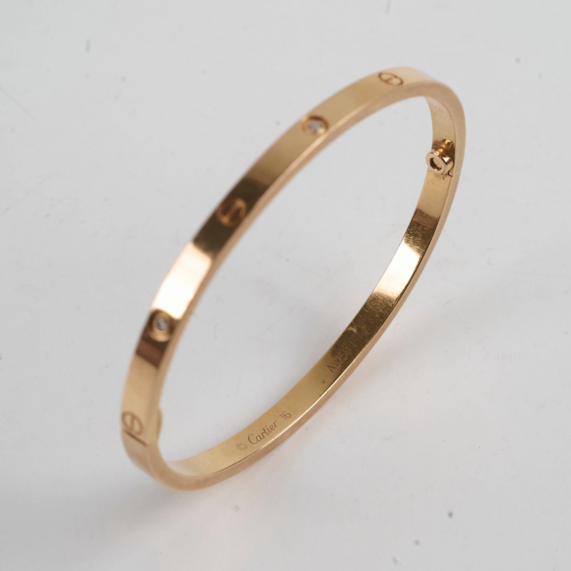 Cartier Love Bracelet Rose Gold Diamonds Small Model Size 16