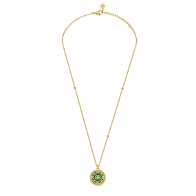 Cerruti 1881 Arabesque.3 Ladies Gold Plated Necklace With Crystal Malachite fashion-jewelry  