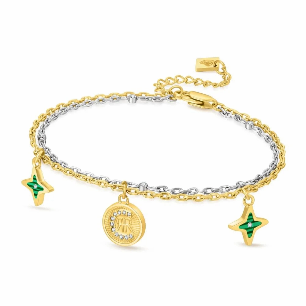 Cerruti 1881 Sole Luna Ladies Gold-Plated Bracelet with Malachite fashion-jewelry  