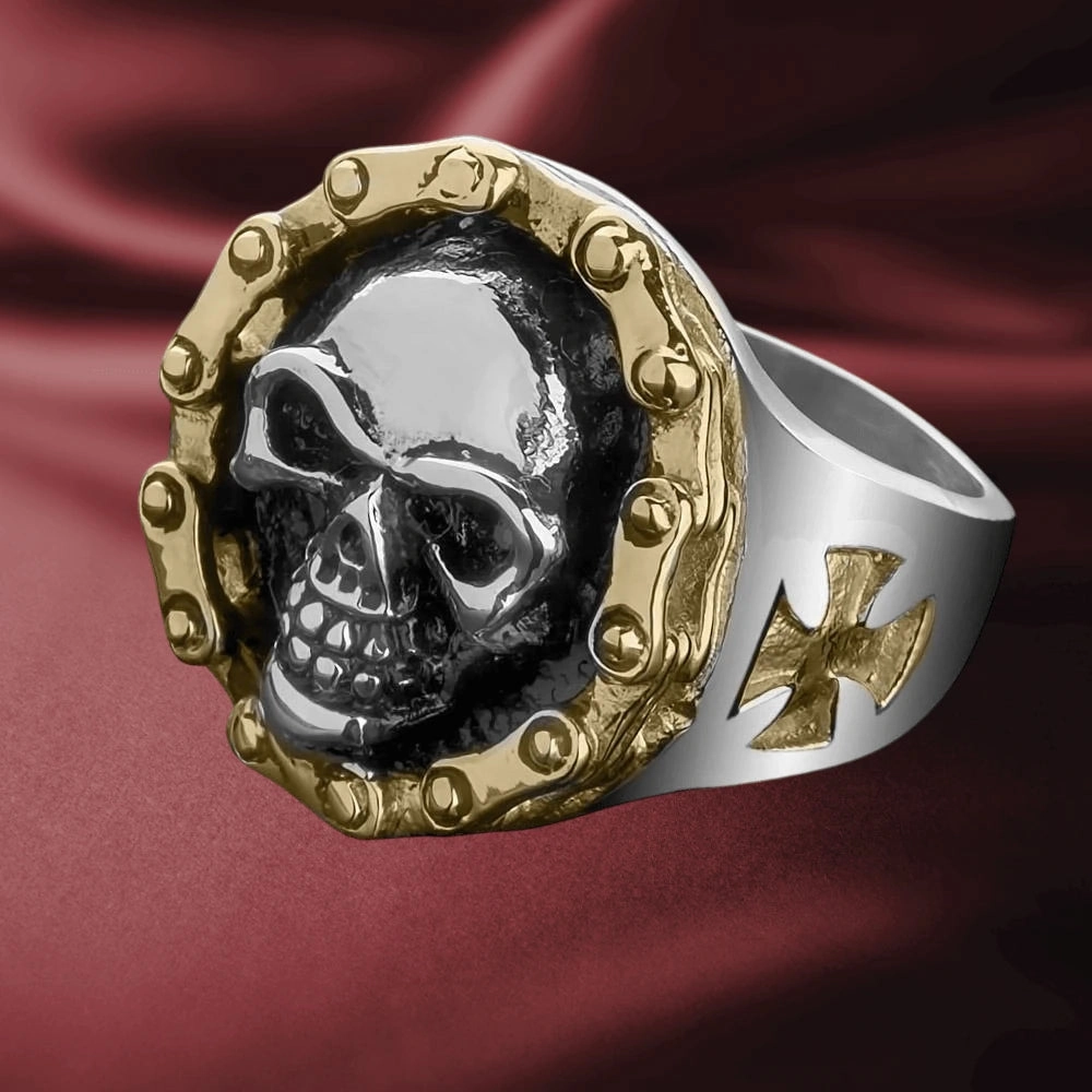 Chain Link Skull Ring