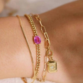 Chain Red Emerald Vintage Bracelet 