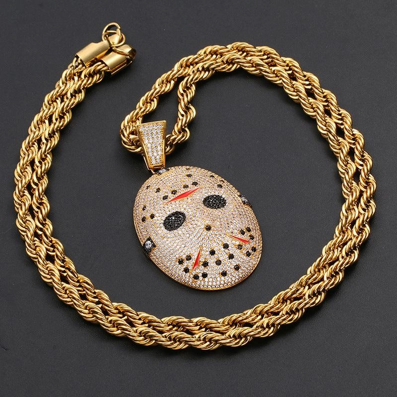 Chain Saw Frightening Mask Necklace